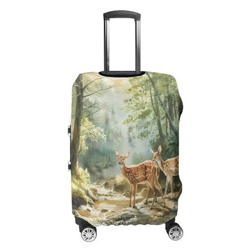 Fairytales Deer Fawn Forests Animal Luggage Protector Suitcase Cover Anti-Scratch Washable Fit 18-32 Inch Travel Luggage4