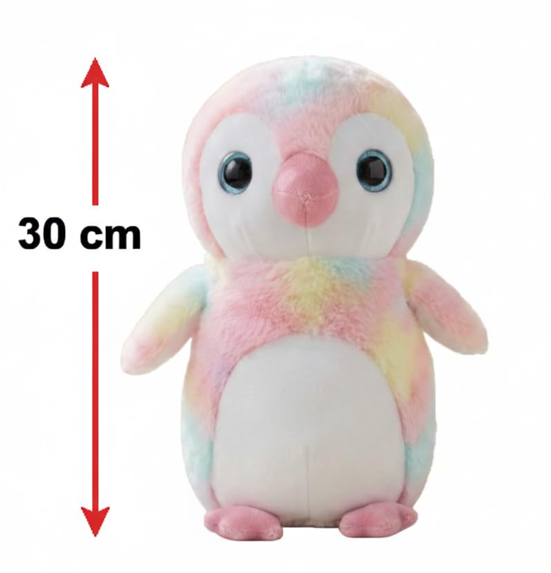 Image of Cute Rainbow Penguin Soft Toy, 30 cm - Premium Plush Stuffed Animal for Kids, Girls & Boys | Huggable Pastel Cuddly Toy for Nursery & Birthday Gifting