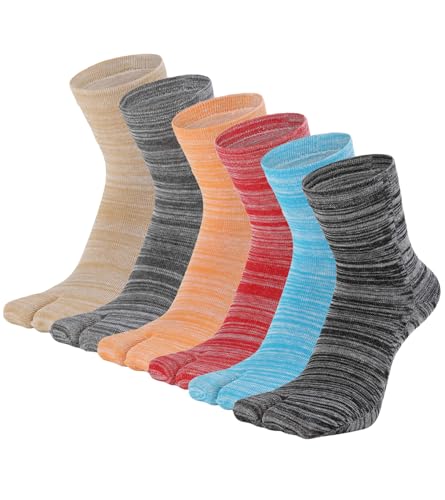 Image of Women's Solid 2 Toe Flip Flop Tabi Socks Geta Ankle Cotton 5 /6 Pairs