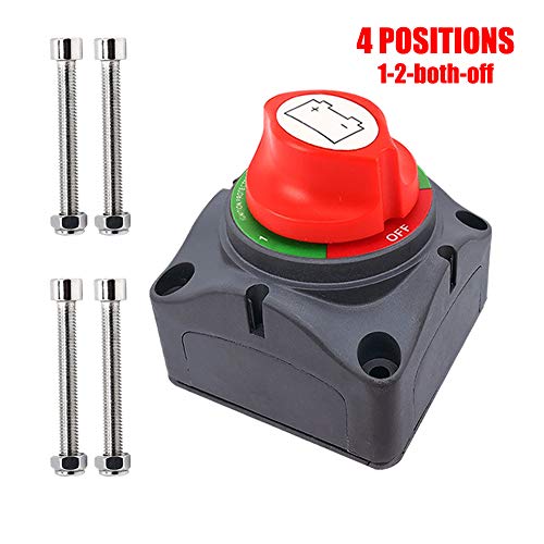Ampper 1-2-Both-Off Battery Disconnect Switch, 12-48 V Battery Master Cut Shut Off Isolator