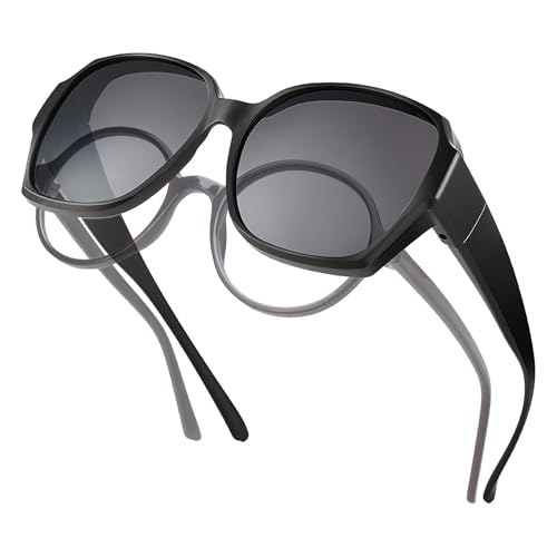 Polarized Sunglasses Fit Over Glasses for Men Women, Oversized Square Sun Glasses UV400 Protection RF7202