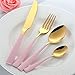 Zestawy flatware. Sztućce 24 Sztuk Czarny Zestawy Flatware Kuchnia Ze Stali Nierdzewnej Biała Kolacja Zestaw Piękna Zastawa Stołowa Dla Restauracji Nóż Stołowy LCCDSD (Color : Pink Gold 24 PCS)
