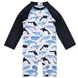InfiniZer Boys One Piece Swimsuit – Zippered Kids Swimming Costume Fit 1-7 Years Baby Quick-Dry UPF 50+ Sunsuit for Swimming Lessons, Beach and Pool (UK, Age, 4 Years, 5 Years, Regular, Blue)