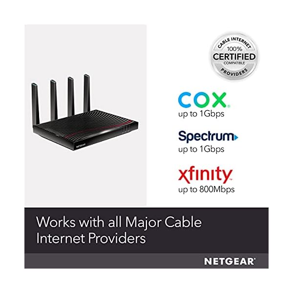 NETGEAR Nighthawk Cable Modem WiFi Router Combo (C7800) Compatible with Cable Providers