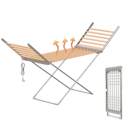 Innotic Beheizbare Wäscheständer,Leise & Sicher,20 Heizrohre,Elektrischer Wäscheständer mit Heizung,für Innenräume, Aluminium(145x94x54 cm)