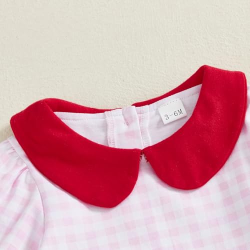 Amiblvowa Newborn Baby Girl Christmas Outfit Ruffle Long Sleeve Plaid Santa Embroidery Romper Jumpsuit One Piece Clothes3