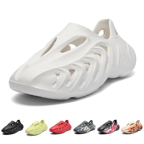 Gezolligheid Fashion Foam Runner Shoes for Girls Boys, Hollow Cloud Slippers Pillow Kid's Beach shoes Big Kids Lightweight Non-Slip Classic Little Kids Indoor Outdoor(White-40)