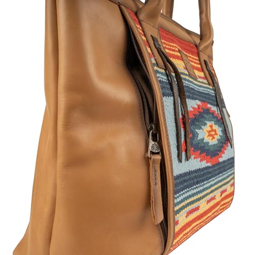 Bolso Tote de cuero con múltiples bolsillos estilo western miniatura 2