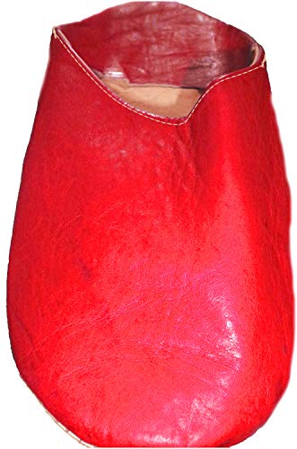 Image of Terrapin Trading Fair Trade Moroccan Slippers/Babouche/Loafers 100% Traditional Moroccan Leather (38, Red)