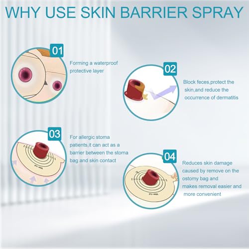 Ostomy Skin Barrier Spray - No Sting, Alcohol-Free for Sensitive Skin, Creates a Protective Seal Around Stomas & Wounds to Prevent Leaks, Secures Medical Devices, 1 fl oz (30mL)