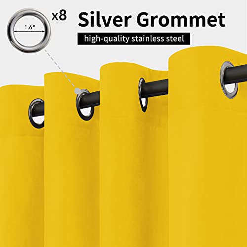 Image of Easy-Going Outdoor Curtains for Patio 1 Panel, 54x96 inch, Yellow | Waterproof, Windproof, Weatherproof Privacy Outdoor Curtains for Cabanas Porches and Pergolas, Grommet Top and Tab Bottom