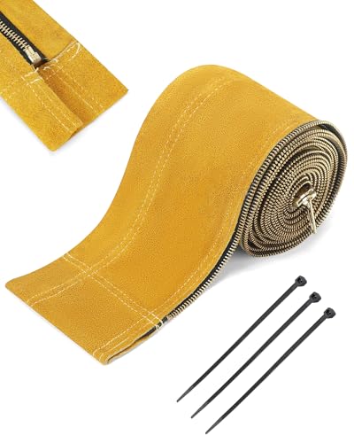 Holulo TIG Welding Torch Cable Cover, Leather Welding Cable Sleeve with Zipper, Heat Resistant Welding Hose Cover for MIG Plasma Torch 3.6M(11.8 FT)