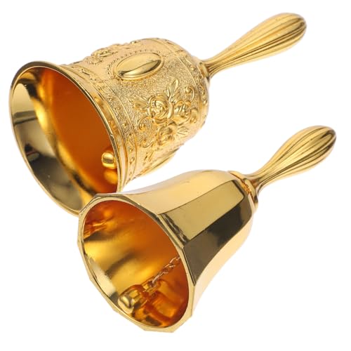 VILLFUL 2 Pezzi Campanello da Tavolo Vintage in di Rame Campana di Servizio Multifunzionale per Ristorante Bar Addestramento Animali e Decorazione Natalizia