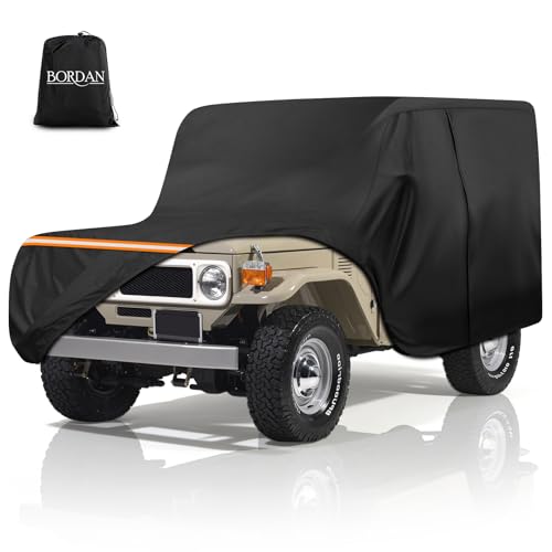 Image of Car Cover Compatible with 1960-1984 Toyota Land Cruiser FJ40 /41 /42, Waterproof 420D Oxford All Weather Protection Classic Car Covers with Reflective Strips, Zipper Door, Windproof Straps & Storage Bag