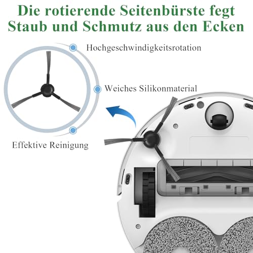 Bibemorol Accessories for Dreame L20 Ultra/L20 Ultra Complete/L30 Ultra Robot Vacuum Cleaner, 1 Main Brush, 6 Dust Bags, 4 Wipes, 4 Filters, 4 Side Brushes, 1 Cleaning Brush, Pack of 20 - Image 5