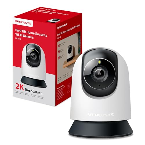 MERCUSYS MC210 2K 3MP Internal Wi-Fi Camera, 360° Surveillance Camera, Night Vision, 2-Way Audio, Motion Detection/Notifications/Alarm, Privacy Zone, Supports microSD up to 512