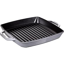 staub 40511-684 Pure Grill Square, Gray, 11.0 inches 28 cm Grill Pan, Both Hands, Casting, Enamel, Induction Compatible, Japanese Authentic Product