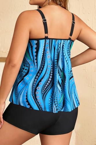 Image of Daci Women Plus Size Tankini Swimsuit - 2 Piece Flowy Plus Size Bathing Suits and Shorts with Pockets 2025