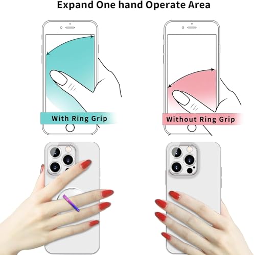 Image of KolorFish Transparent Phone Ring Stand Holder Mobile Phone Ring Holder Finger Grip 360 Degree Rotation (Rainbow Round)
