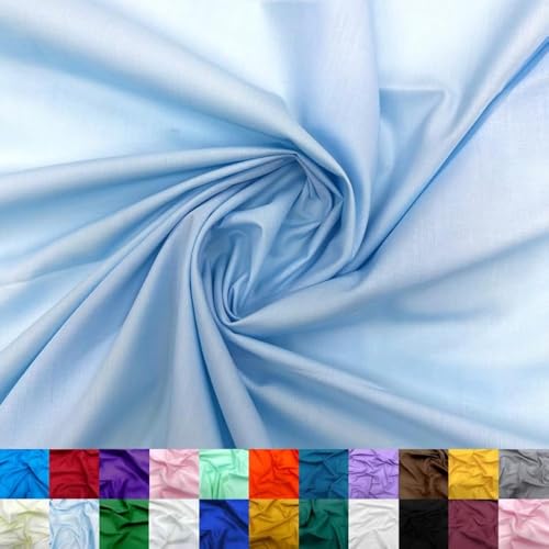 Ice Fabrics Cotton Polyester Broadcloth Fabric by The Yard - 60" Wide Soft & Breathable Broadcloth Fabric for Sewing - Perfect for Apparel, Bedding, Curtains and More - Light Blue - 2 Yards by Ice Fabrics - Used condition - US$12.94