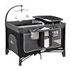 Pamo Babe Magic Fold Pack and Play with Bassinet 1 Step Set Foldable Playards Baby Playard with Changing Table Portable Playpen with Zip Door