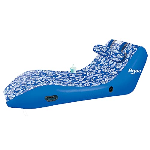 Aqua Ultra-Comfort Floating Pool Chair & Lake Raft with Pillow – 1-Person Heavy Duty Pool Float, Lake Floating Chair – Blue Pineapple Hibiscus by Aqua LEISURE - Used condition - Image 5