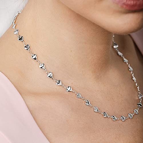 Alex And Ani Necklace For Women, Love Heart Beads Chain, Shiny Silver Finish, 18 Inches #TOP2