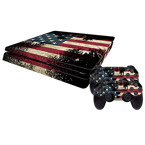PS4 Slim Whole Body Vinyl Skin Sticker Decal Cover for Playstation 4 Slim System Console and Controllers - The Flag of the United States