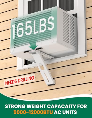 Image of AC Window Air Conditioner Bracket: Anti-Slip Support Bracket Heavy Duty Up to 165 lbs- Safe Brackets Built-in Bubble Level for 5000-12000 BTU Windows AC Unit