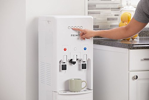 Primo hTRIO Water Dispenser with K-Cup Single Serve Coffee Brewing, Bottom-Loading 2 Temp (Hot & Cold) Water Cooler Water Dispenser for 5 Gallon Bottle, White
