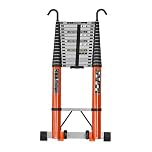 Aluminum Telescopic Ladder with HooksOutdoor Portable Anti-slip LadderLonger Folding Stairs with Mobile Casters 5m-8m (Height 8M/26.25ft)