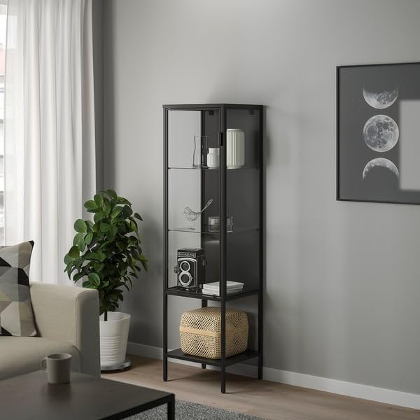 ProTuning Rudsta Armoire à portes vitrées, anthracite, 42 x 37 x 155 cm