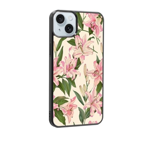 qizjio Floral Tiger Lily Phone Case Shockproof Protective Flower Phone Cases for iPhone 15 Plus