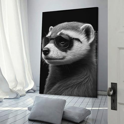 Portrait of A Ferret impression sur toile 40x60cm pour décoration salon