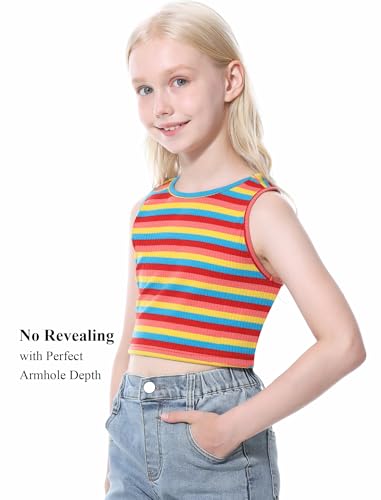 Image of EXARUS Girls Crop Tank Top Dance Hip Hop Outfits Cheer Cropped Top | Kids Tween Youth Summer Athletic Dance Convention Fitted Gymnastics Sleeveless Clothes