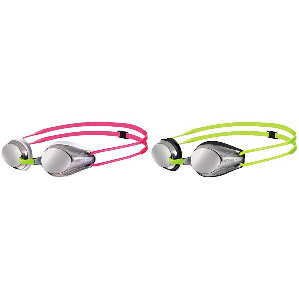 arena Tracks Junior Mirror Anti-Fog Wettkampf Schwimmbrille für Kinder, Schwimmbrille mit UV-Schutz, 4 Austauschbaren Nasenstegen, Silikon Dichtungen