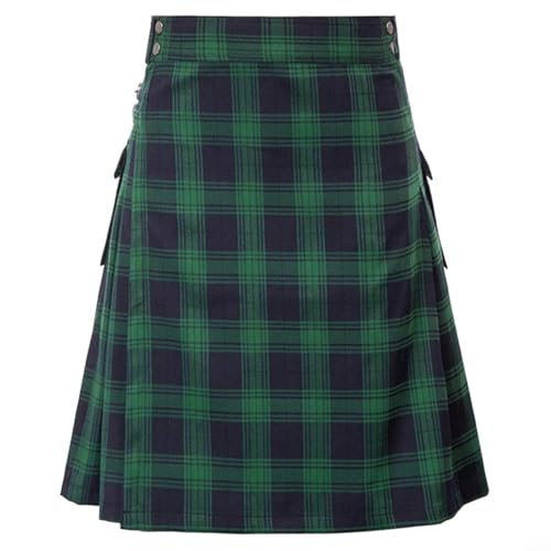 Kilt escocés tradicional para hombre falda plisada de tartán casual utilitaria con bolsillos