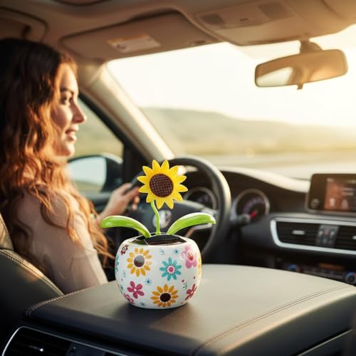 Sunflower Solar Dancing Solar Solar Dancing Flower,Solar Dancing Figurines, Solar Powered Dancing Figurines Powered Swinging Animated Dancer Car Decoration for Car Dashboard Desk Solar Power Kits - Image 3