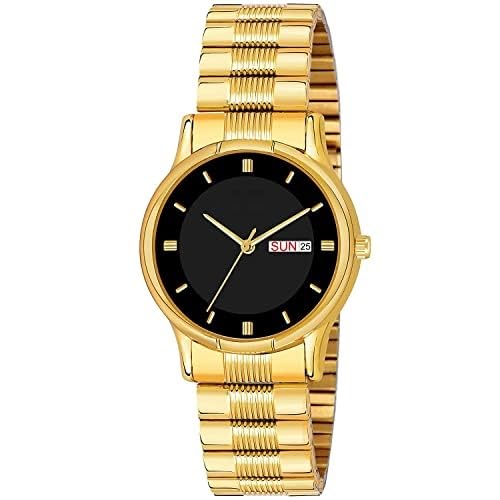 Stuffy Club Golden Black Dial Day and Date Metal Chain Analog Watch - for Men (B0BJ8QMCQ2) Amazon Price History, Amazon Price Tracker