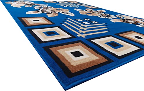 Image of Home Decore Acrylic Carpet for Your Living Room & Drawing Room Aywhere in Your Home (180X240 Blue Colour)- 6x8 Feet