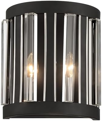 Minka Lavery 5498-729 Majestic Splendor Metal & Acrylic Strips Wall Sconce, 2-Light 120 Total Watts, 12" H x 11" W, Polished Nickel & Sand Coal