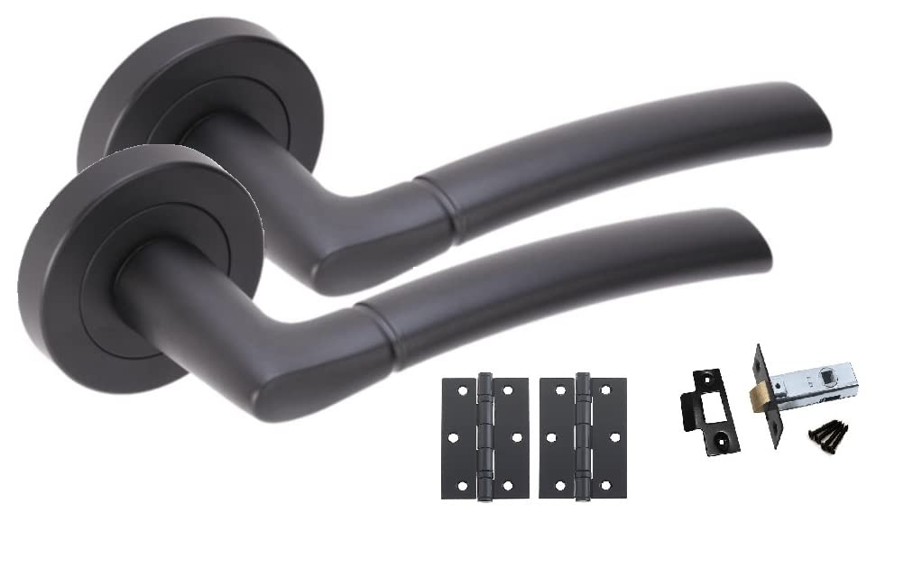 Golden Grace Indiana Modern Matt Black Door Handle Set