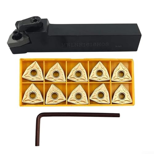 MWLNR1616H08 Lathe Turning Tool & 10Pcs WNMG080408 Carbide Inserts & Wrench, Lathe Turning Tool Set, Cutting Tools
