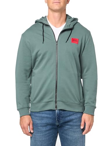 HUGO mens Square Woven Logo Hooded Sweatshirt