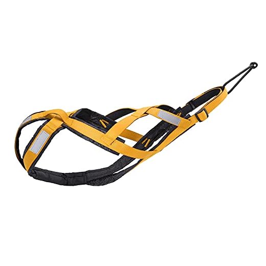 ZQDM Hund släde sele, husdjur drar kälkning sele tillbaka sele för stora hundar husky scootering,Yellow,64~74cm