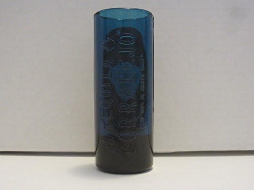 Set of 2 Corralejo Tequila Reposado Guanajuato Mexico Blue Glass Shooter Double Shot Glasses