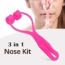 AlexVyan Certified 3 in 1 Pack Facial Roller Pink and Blue Butterfly Nose Up Clip Shaping Lifting Bridge Straightening Purple Nose Up Beauty Clip High Lifting Clipper Correction Shaper Tool gallery image