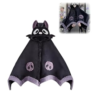 Cute Bat Blanket Hoodie, Wearable Bat Blanket Adult for Halloween Cosplay, Soft Hooded Bat Cape for Women