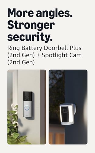 Image of Ring Battery Doorbell Plus (newest model), Nickel Silver with Spotlight Cam, Battery (newest model), White