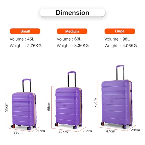 Image of Nasher Miles Jupiter Hard-Sided Polypropylene Check-in Luggage 28 inch | 75cm | 8 Wheels Large Trolley Bag for Travel | Suitcase (Purple)